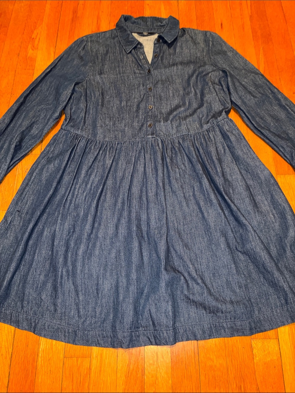 Boden Denim Long Sleeve A-Line Shirt Dress in Dark Wash Blue, Women’s size 10 - Picture 4 of 15